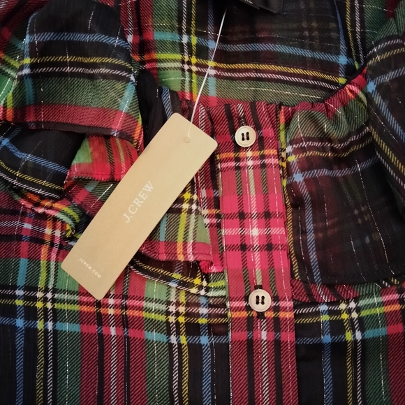 NWT Sz S JCrew Tartan Plaid Sleeveless Sheer Blouse - Picture 9 of 12